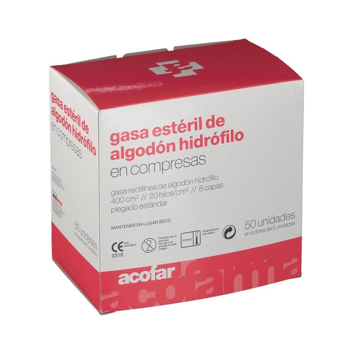 acofar gasa esteril de algodon hidrofilo en compresas 50 u