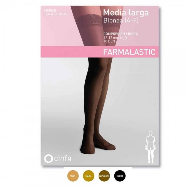 farmalastic media larga compresion fuerte blonda beige extra grande