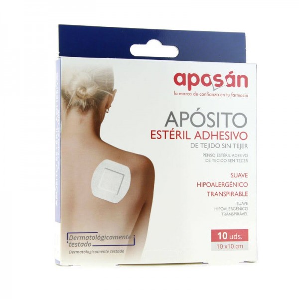 aposito esteril adhesivo tejido sin tejer 10x10cm aposan 10uds